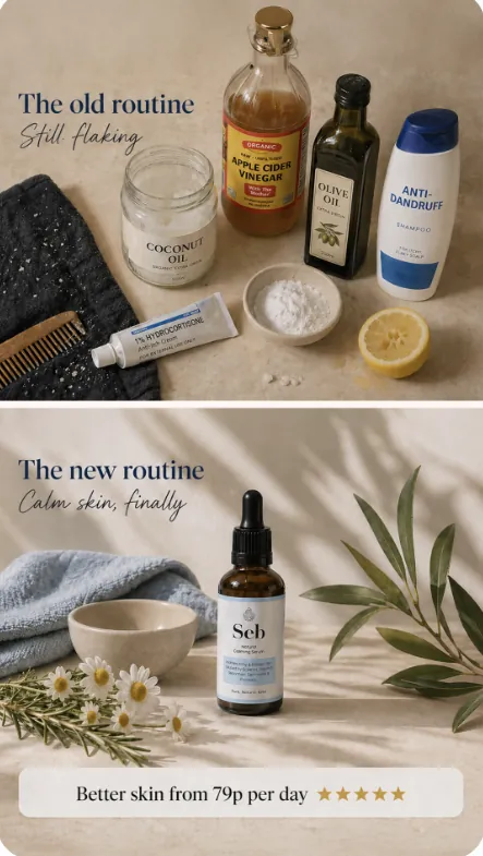 Skincare ad comparing an old routine with a new routine