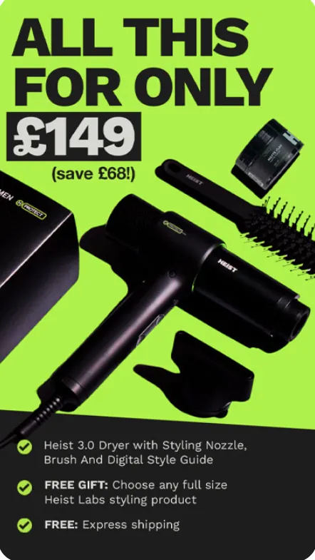 Heist hair dryer ad: all this for only £149